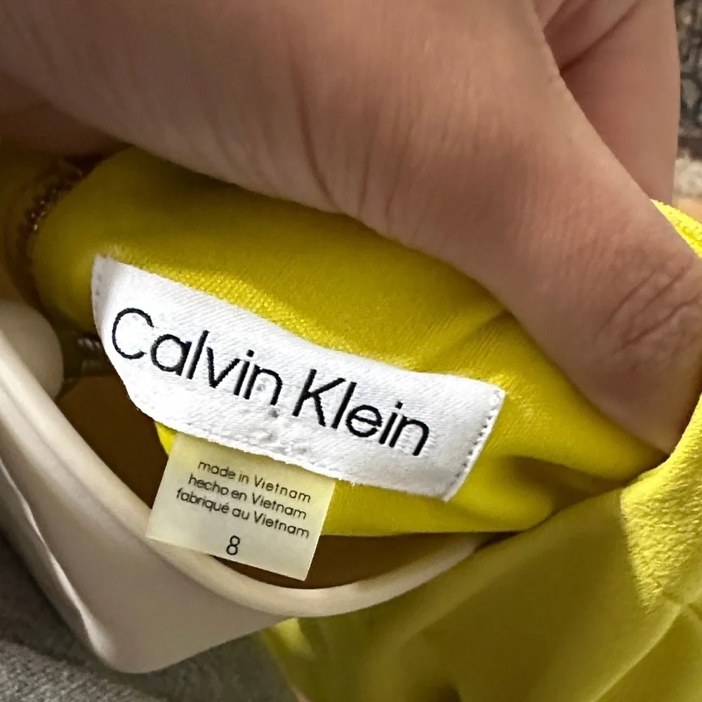 Calvin Klein Elegant Yellow Dress Size 8